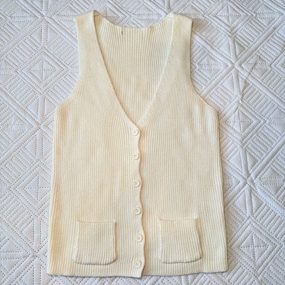BRANDY MELVILLE  Elizabeth Button Knit Vest Pockets V-Neck - Picture 7 of 7